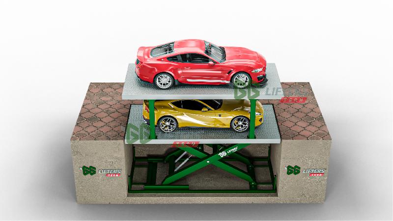 Uss - Système de parking souterrain hydraulique pantographe avec élévateur de voiture_0