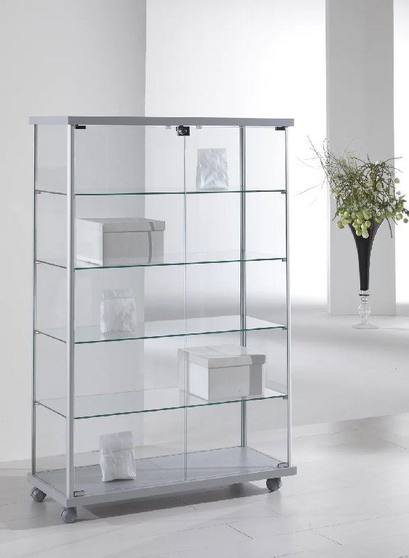 Vitrine en verre sur roulettes 93-14va - gris clair_0