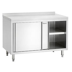 Bartscher - Établi en acier inoxydable avec 2 portes coulissantes, dossier, profondeur 700mm, hauteur réglable 850-900mm - Réf. 338147_0