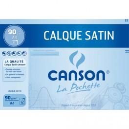 CANSON POCHETTE DE 12 FEUILLES PAPIER CALQUE SATIN 90G A4 REF-17154