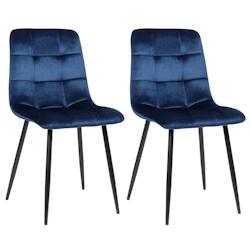 Décoshop26 - Lot de 2 chaises de salle à manger en velours bleu pieds métal noir mat style moderne CDS10098 - bleu 3000495469600_0