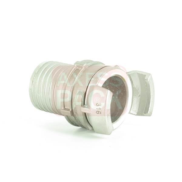 Demi-raccord symétrique avec verrou - DN 40 mm - Embout annelé Ø 45 mm - Inox_0