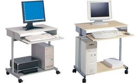 Table informatique mobile DURABLE Standard - Gris métallisé/gris - Avec tiroir clavier et étagère inférieure_0