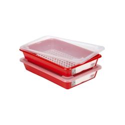 Gilac Bac plat HACCP rouge 5L +couvercles + grille x 2 - G160234_0