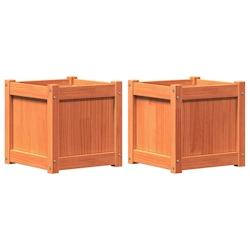 Helloshop26 - Jardinière bac lit surélevé plantes fleurs jardin terrasses lot de 2 cire bois de pin massif marron 02_0039067 - 3000218010546_0