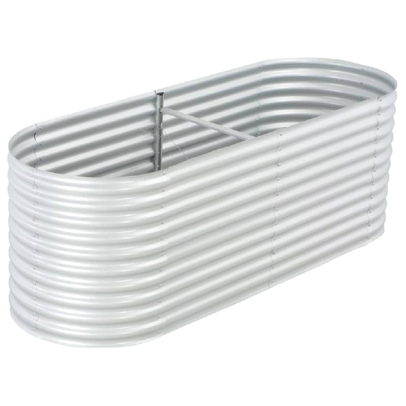 Jardinière lit surélevé en acier galvanisé argenté - 240 x 80 x 81 cm - Pour plantes, fleurs et légumes_0
