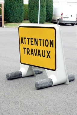 KC1 22P - Panneau de chantier Attention travaux - Direct Signalétique - Polypropylène rigide rétroréfléchissant_0