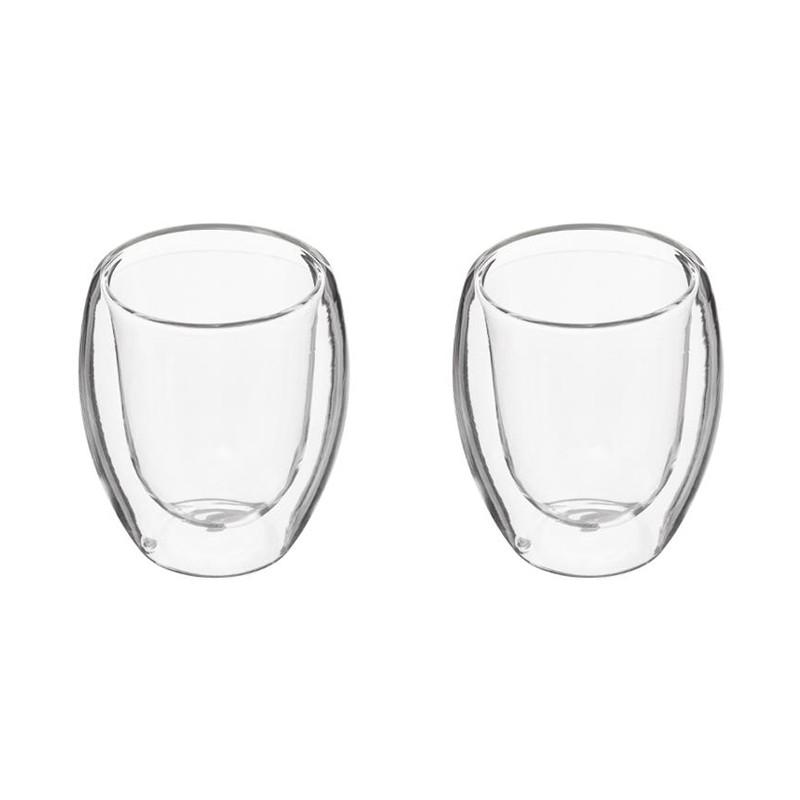 Lot de 2 tasses à café double paroi 7 cm transparent - Paris Prix - Verre compatible lave-vaisselle_0