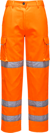 Pantalon femme haute visibilité orange LW71 - XS - 7 poches - Certifié CE - Norme RIS 3279-TOM - Bande réfléchissante_0