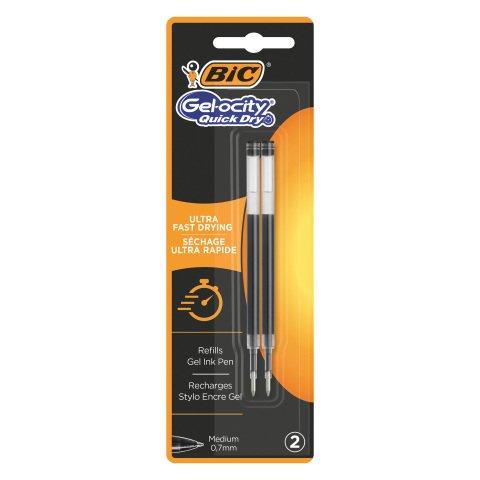 RECHARGES POUR STYLO BIC GELOCITY QUICK DRY NOIR - BLISTER DE 2