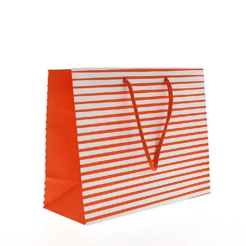 Sac papier bicolore orange et blanc 25+10x20cm - par 12_0