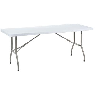 Table pliante blanche - L 183 x P 76 x H 74 cm - Plateau HDPE, pieds en métal époxy, charge 300 kg_0