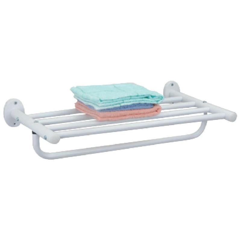 WellHome - Étagère avec porte-serviettes 2 en 1 en métal couleur blanche 50,5x30,3x12,7cm - blanc métal WH17007_0