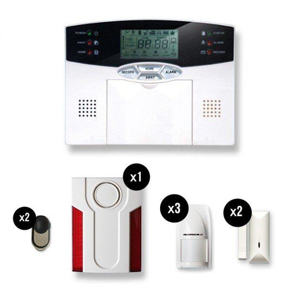 Alarme maison sans fil MN27 - Transmetteur téléphonique intégré, 32 zones sans fil, sirènes et télécommandes incluses - Marque Tike Sécurité_0