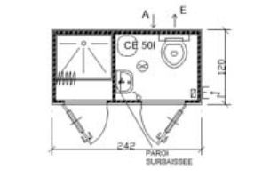 Bungalow de chantier SD1 - sanitaire aménagé avec WC, lavabo, douche et chauffe-eau_0