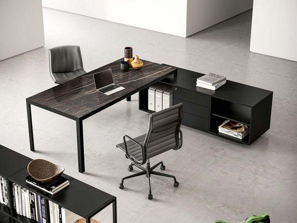 Bureau de direction Hype en céramique sur crédence avec 3 tiroirs_0
