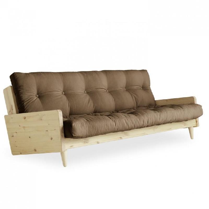 CANAPÉ 3 PLACES CONVERTIBLE INDIE STYLE SCANDINAVE FUTON MOCCA COUCHAGE 130*190 CM._0