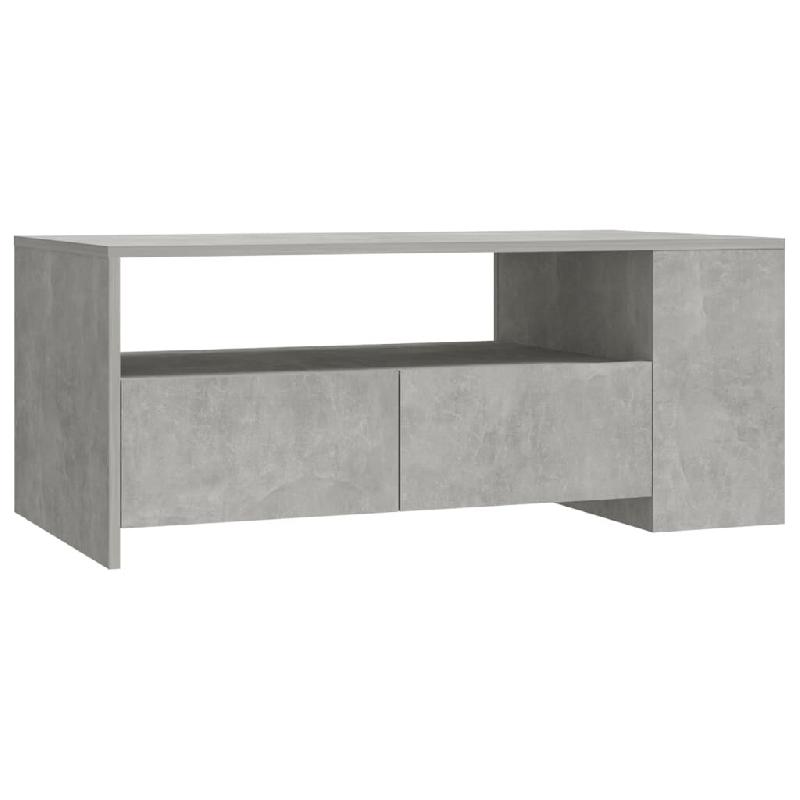 Décoshop26 - Table basse avec tiroirs  et étagères design moderne et contemporaine 102 x 55 x 42 cm bois d'ingénierie gris DEC039266 - gris Bois m_0