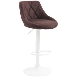 Décoshop26 - Tabouret de bar chaise haute x 1 avec coutures décoratives assise en tissu marron pieds métal blanc 10_0005090 - marron 3000252456683_0