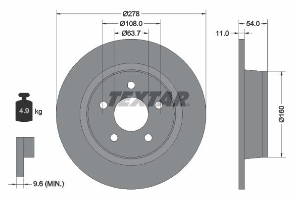 Disque de frein Textar 92124900 - boîte de 1 disque - type plein_0