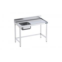 Distform Table de chef Inox avec bac à Gauche, bord anti ruissellement et renforts Gamme 600 Acier inoxydable1000x600 1000x60 - 641094278076_0