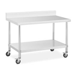 Equipementpro Table Inox Professionnelle 140x70cm avec Roulettes et dosseret - SW-1407SR_0
