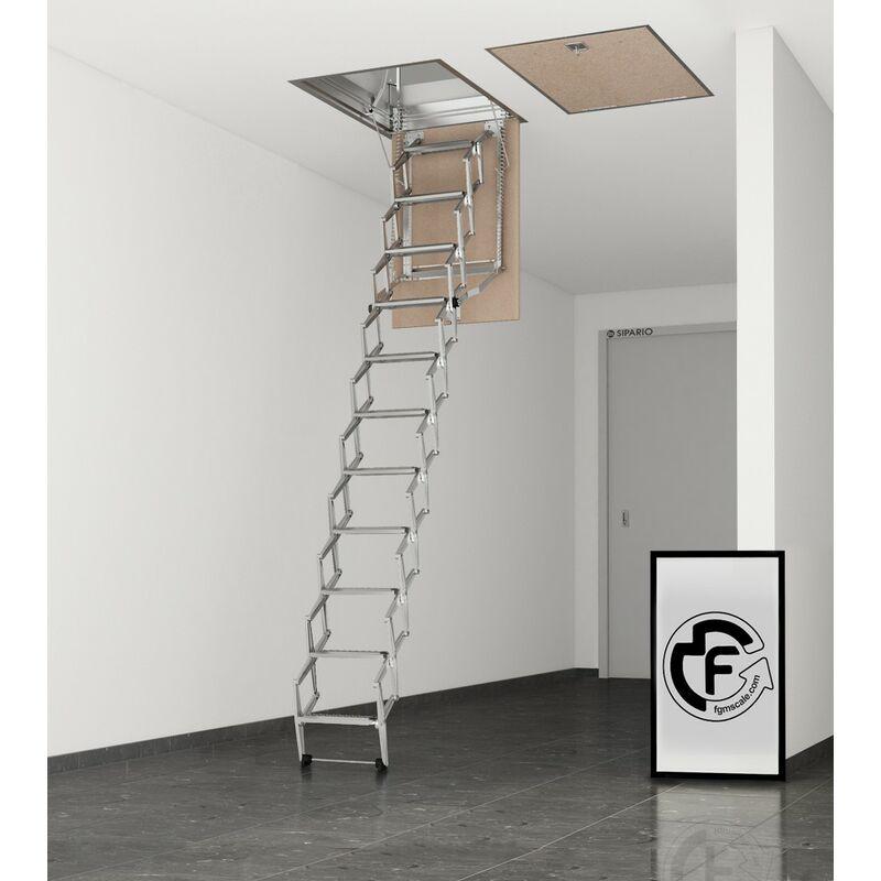 ESCALIER ESCAMOTABLE EN CISEAUX POUR COMBLE 70X70 H276-300 CM