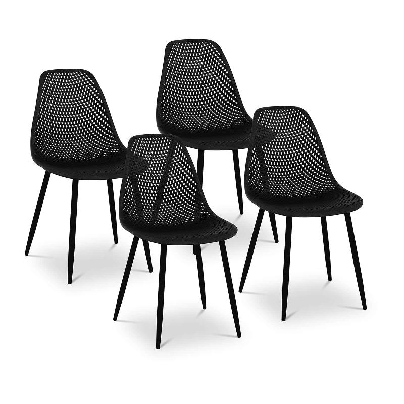 Lot de 4 chaises noires - salon, salle à manger, restaurants, cafés, bureaux et salles d'attente - 150 kg max - Fromm & Starck - référence 14_0006004_0