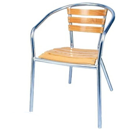 Lot de 4 fauteuils empilables en frêne et aluminium - intérieur et extérieur_0
