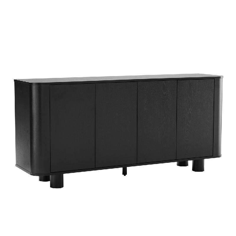 Oviala Business Buffet scandinave 4 portes L160 cm bois noir - noir Bois massif 113863_0