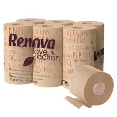 12 rouleaux papier toilette Renova Love & Action fibres recyclées 2 épaisseurs_0