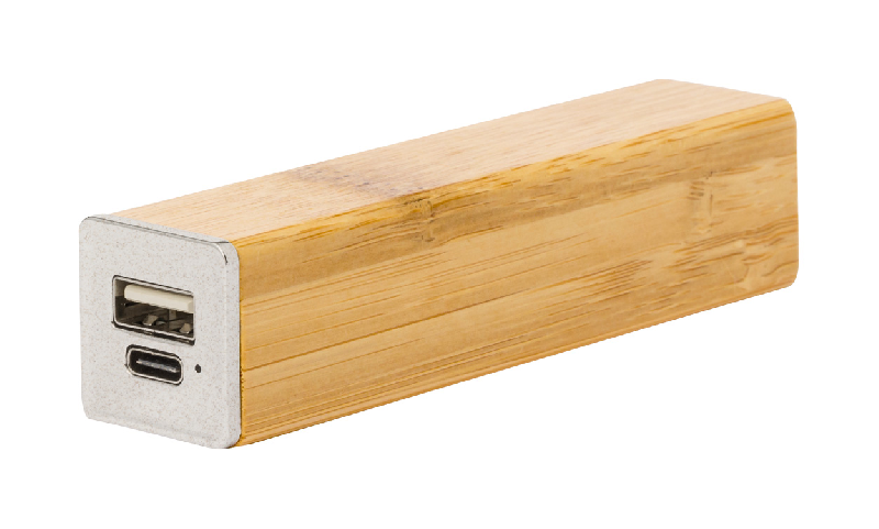 Power Bank écologique en bambou et paille de blé - 2200 mAh - USB et USB-C_0