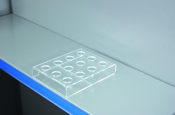 Présentoir de tubes à poser - Porte-visuel de comptoir en plexi 2mm transparent avec 12 perforations_0