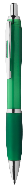 Stylo à bille - plastique transparent avec grip coloré, parties chromées - encre bleue_0