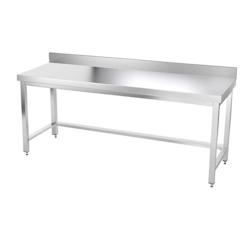 Table de travail en inox 2000 x 500 mm adossée avec renfort PREMIUM / GOLDINOX - gris inox 3701770802463_0