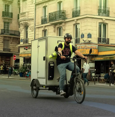 Vélo cargo triporteur avec module Cleaner, conçu pour transporter les déchets verts, palettes et matériel d'entretien - Capacité 150 kg - VUF_0