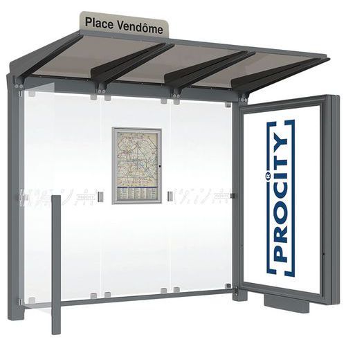 ABRI BUS VENISE 2.50 M CAISSON 1 BARDAGE LAT. GRIS PROCITY - PROCITY