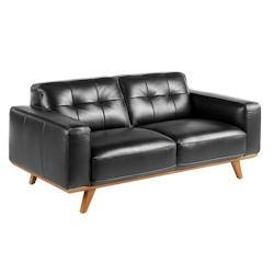 AC ANGEL CERDA Angel Cerdá Canapé 2 places Chester en cuir noir 6030C 181 x 95 x 78 - noir fourrure 8435631002697_0