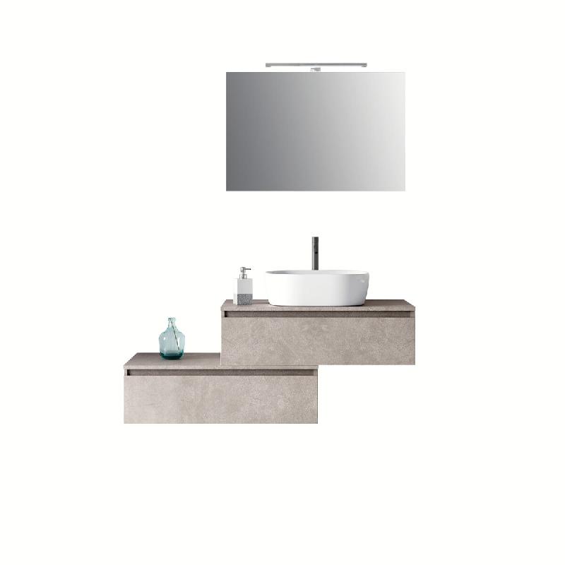 AQA Design Composition de salle de bain en mélamine 5 pièces ASTRA Havana stone L.140 P.45 H.190 MPAS28-AVP - gris Bois manufacturé MPAS28-AVP_0
