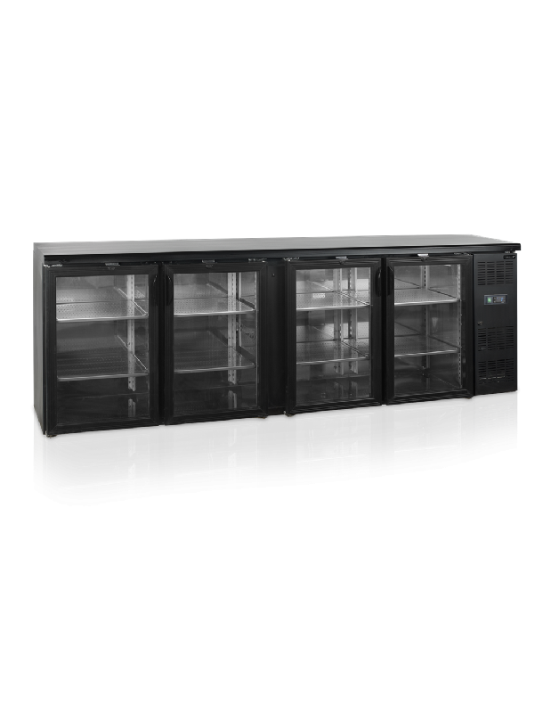 Arrière-bar 4 portes vitrées - noir - 605 litres - CBC410G - Éclairage LED - Thermostat électronique_0