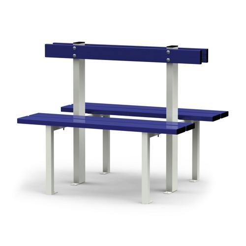 BANC VESTIAIRE DOUBLE SUR PIEDS LONGUEUR GES ASSISE EN ALU