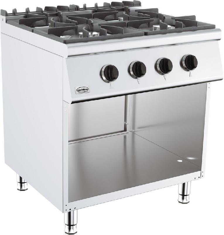 Cuisinière à gaz professionnelle 4 brûleurs - armoire ouverte 800x700 - 7178.0405_0