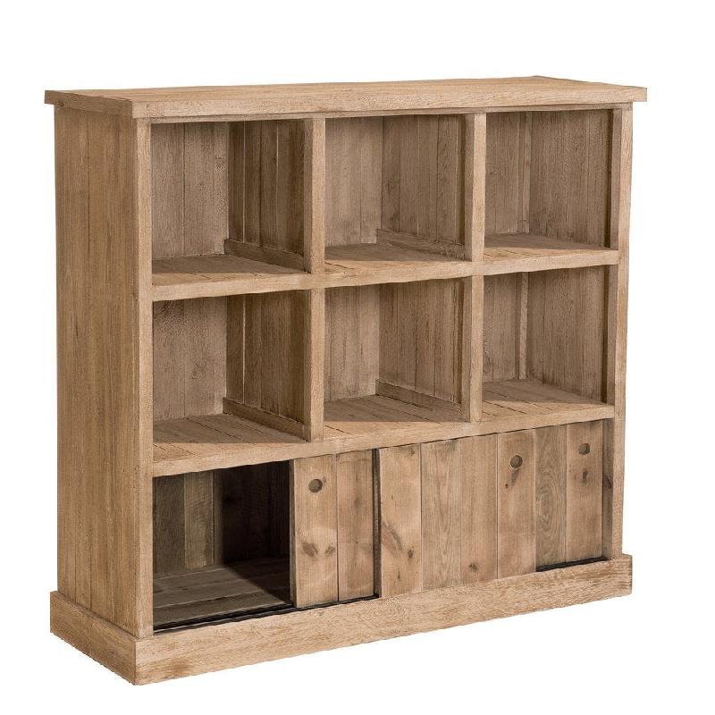 Buffet bas Westside pin vieilli 6 cases 2 portes coulissantes L119x P39xH110cm_0