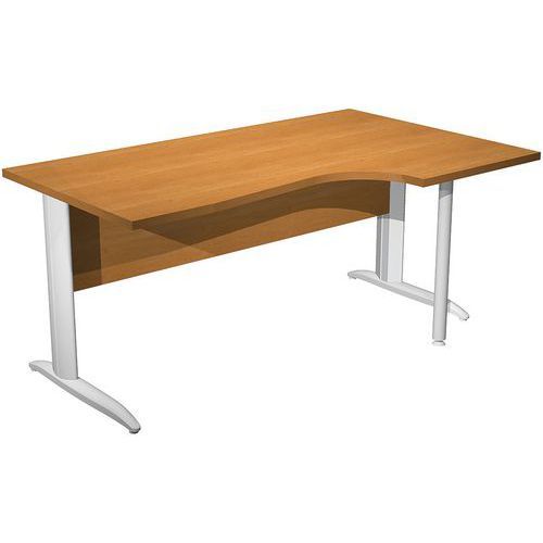 BUREAU 90° PIEDS L MÉTAL FAST - 160CM - AULNE - BLANC
