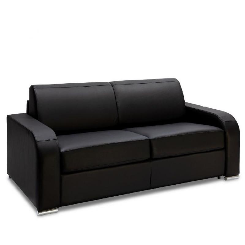 Canapé express Sofia édition spéciale cuir noir - convertible 140 cm avec matelas 16 cm haute résilience_0