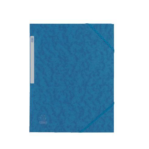 LOT DE 10 - CHEMISE À ÉLASTIQUE 3 RABATS CARTE OXFORD 24 X 32 CM DOS 2,5 CM BLEUE