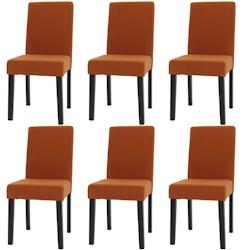 Décoshop26 - Lot de 6 chaises de salle à manger dossier haut en tissu velours côtelé terre cuite pieds foncés 04_0007643 - 3000262214754_0