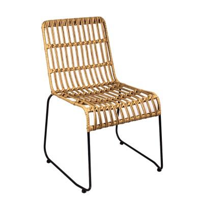 Emh Chaise de terrasse restaurant empilable Bali – acier noir et rotin synthétique – intérieur / extérieur couvert - multi-matériau BALICHBK_0