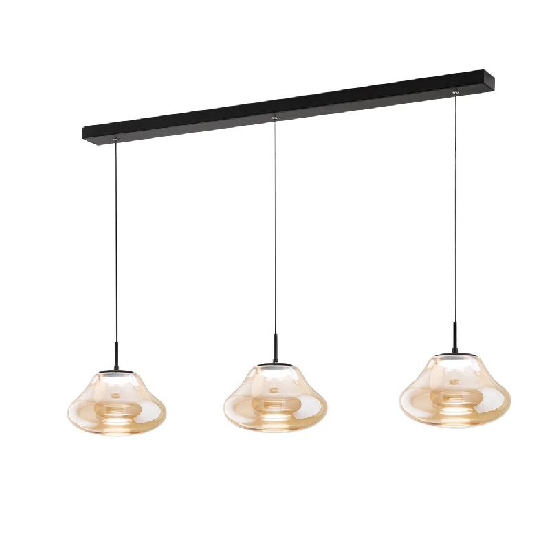Fabas Luce Suspension Led Deva 42 W À Température De Couleur Variable, Structure En Métal Et Verre Borosilicate Ambré, Ip20 - Collection Deva - or_0
