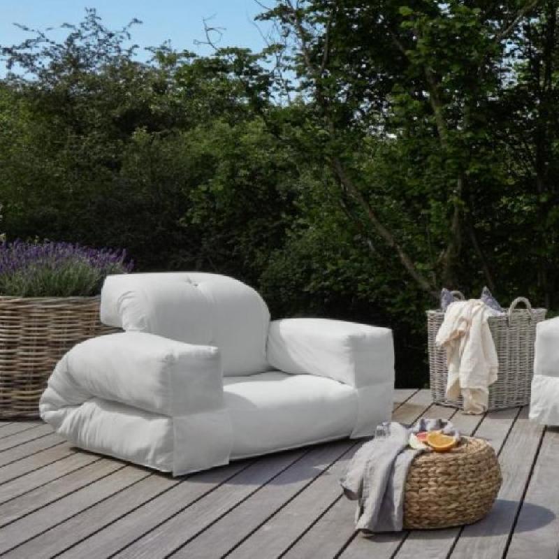 Fauteuil extérieur transformable HIPPO OUT - couleur blanc - modulable en matelas 1 place - design scandinave_0